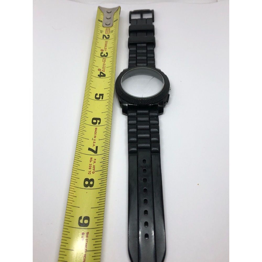 Michael Kors Watch Full Band 24mm Rubber Case Crystal Use For parts Black J196